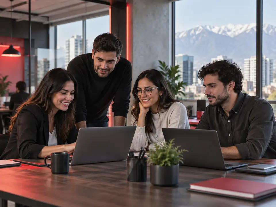 Equipo de una empresa trabajando con tecnología